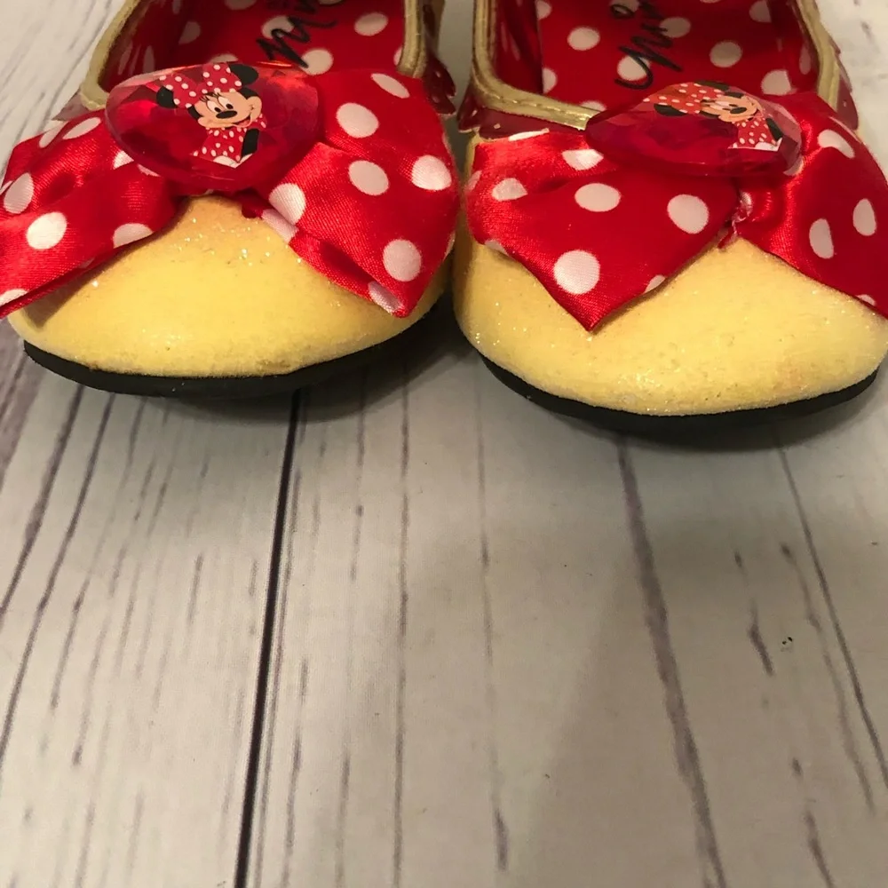 Disney Store Kids Girl Minnie Mouse Yellow Sparkle Heels Bow Shoes Dress Up Sz 1